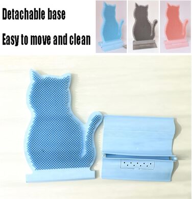 Щітка для котів, самостійний догляд, для довгошерстих та короткошерстих котів, гребінець для догляду за шерстю, гачок для дверей, ніжок столу, кутів, маленька котяча щітка для догляду (сірий, 21x29 см)