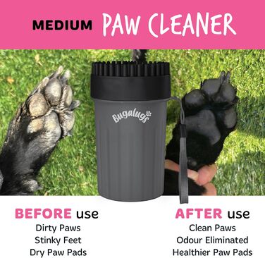 Очищувач лап для собак Bugalugs - портативний душ для лап собак та котів (Чорний, Medium)