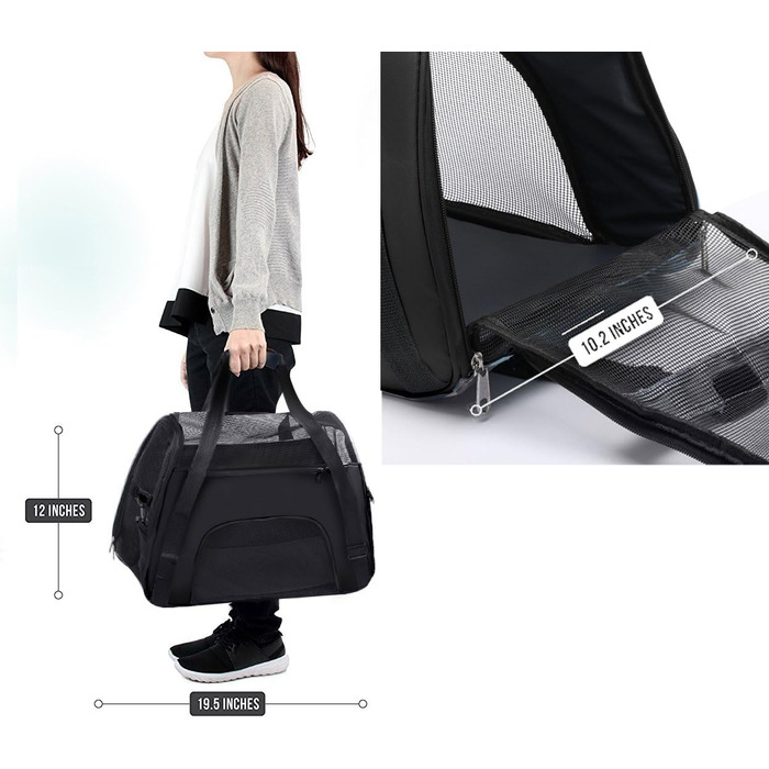 Сумка-переноска для домашніх тварин з м'якими боковинами (Чорний)