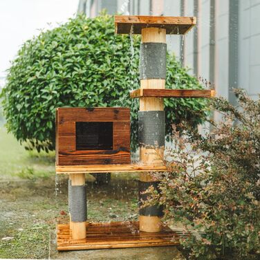 Кігтеточка для котів CanadianCat Woody - дерев'яний комплекс для лазіння | 70 x 45 x 117 см | вологостійка, для вулиці