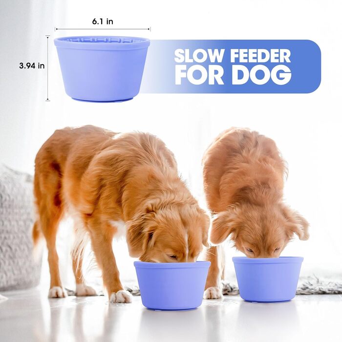 Повільна годівниця для собак, силіконовий лежак для собак, миска для їжі з лежаком, нековзна миска з присосками, миска для собак середніх та великих порід з лопаткою та щіткою, легко миється, блакитна