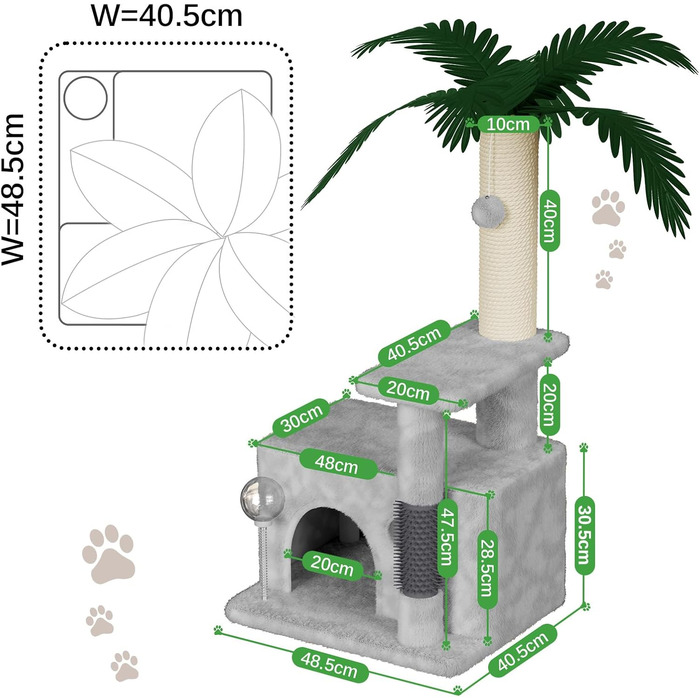 Кігтеточка Kratzbaum 90 см: кігтешкребок, будиночок та іграшки для котів (сірий)