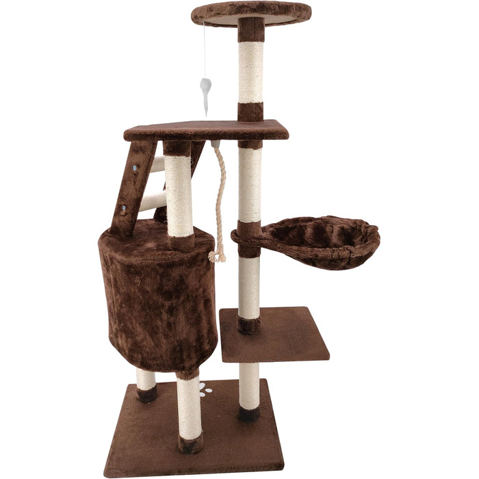 Дерев'яний кігтеточка для котів Beltom® з ігровим комплексом, 120 см, коричнева