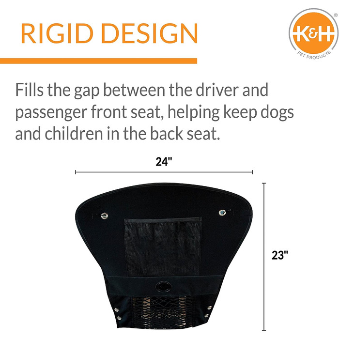 Сітчаста бар'єра для собак K&H Pet Products: безпека та комфорт у подорожах, чорна, 58 x 61 см