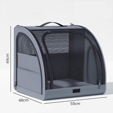 Транспортна переноска для собак та котів, авто-переноска для тварин з панорамним вікном 360°, оксфордська тканина, розмір L (50 x 48 x 49 см)