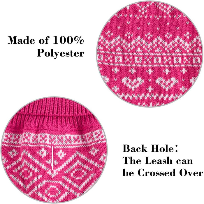 Пуловер для собак HOMIMP Argyle - теплий зимовий одяг для цуценят та собак різних розмірів. М'який теплий одяг для собак, червоний (S, рожевий)