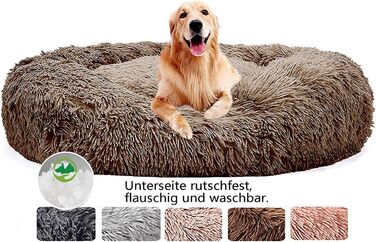 М'яке ліжко для собак Haoye, кругла подушка для домашніх тварин, ліжко для котів та собак Donut, миється, зручне ліжко для котів та собак (діаметр 50-120 см / 7 розмірів), діаметр 70 см (колір коричневий, діаметр 120 см)