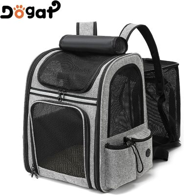 Рюкзак для кота/собаки Dogat: зручний та дихаючий рюкзак-переноска для подорожей, сірий