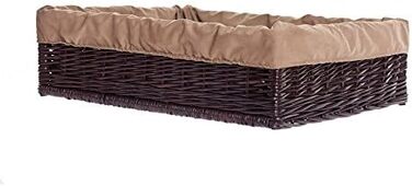 Корзина для собак і котів з плетеної лози, лежанка для тварин, 60x50x18 см, коричнева