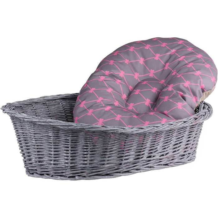 Плетене ліжко для собак та котів з лози (50x36x16 см, сірий)