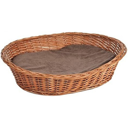 Будка-лежанка для собак та котів розміром 52x42x14 см з подушкою, плетіння з лози