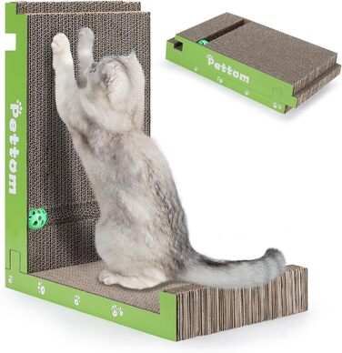 PETTOM Кігтеточка для котів з м'ячиком, з картонної коробки, 66*30 см, двостороння, 43*24*6 см