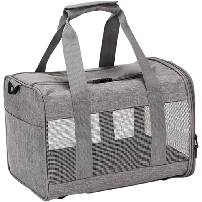 Транспортна переноска для котів та собак: складана переноска з двома отворами, сіра