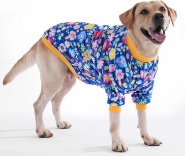 Світер LovinPet для великих порід собак, легкий фланелевий одяг, дихаючий матеріал з принтом 'Нільський Бегемот' для маленьких собак, блакитний (X-Large, блакитний з квітами)