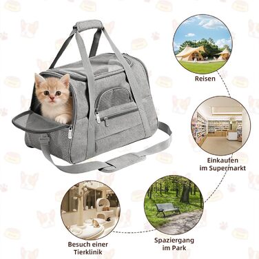 Складана переноска для собак та котів, транспортна сумка для подорожей, авто, літака. Легка, дихаюча переноска для маленьких та середніх котів, кроликів, цуценят