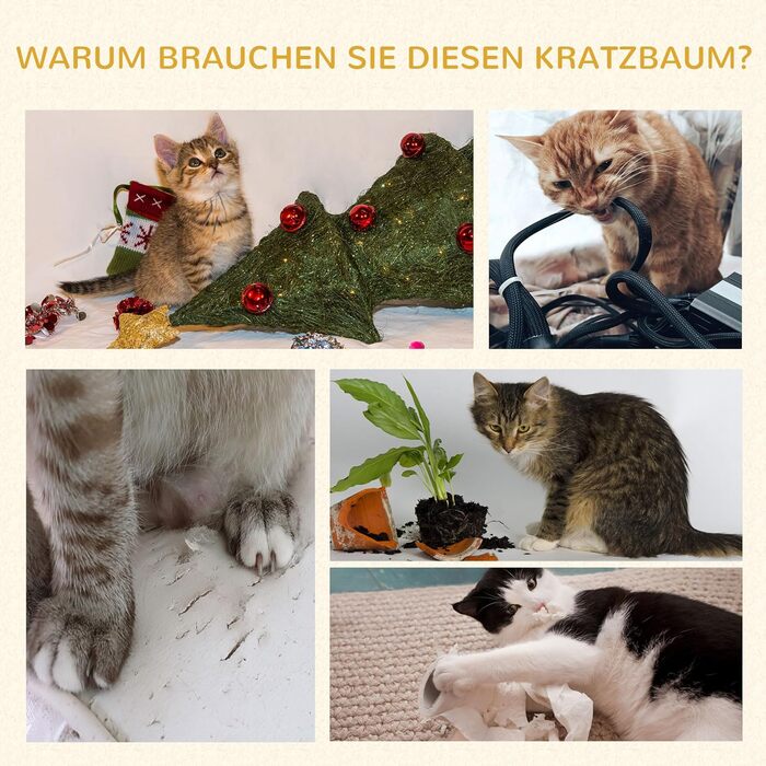 Котячий будиночок PawHut з когтеточкою, драбинкою, гамаком і лежаком, сірий, 54,5x32x65 см, плюш, сизаль, ДСП