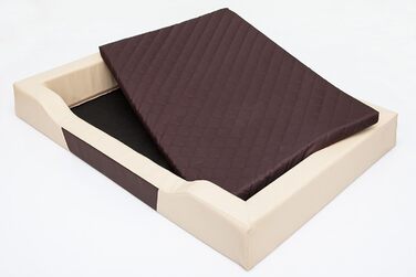 Ліжко для собак, лежанка, м'яка подушка, матрац для собак, 75x50 см, BEIGE, ECO-LEDER, коричневий матрац