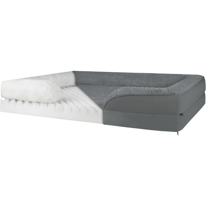 Ергономічне собаче ліжко Normani для великих, середніх та малих собак - ортопедична подушка для собак - диванчик для собак з високим бортиком (Антрацит, 50x60x14 см)