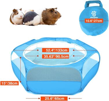 Клітка-манеж для дрібних тварин VavoPaw, 190T поліестер, дихаюча сітка, блискавка, вологостійка, для кошенят, цуценят, кроликів, хом'яків (Темно-синій)
