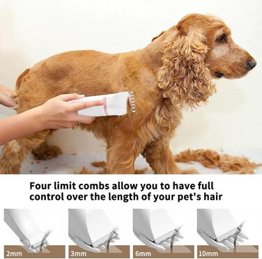 Airminti 4в1 Тиха машинка для стрижки шерсті котів, USB-зарядка, 4 знімні насадки, машинка для собак, для догляду за очима/вухами/лапами/нігтями (Рожева)