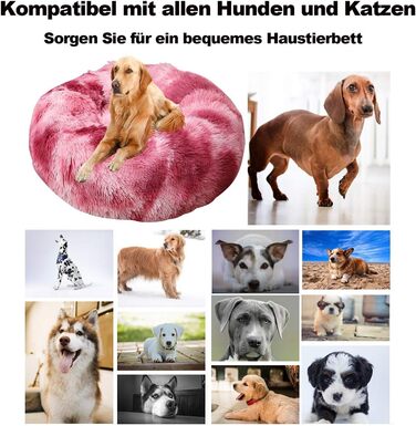 М'яке собаче ліжко, розкішне ліжко для домашніх тварин, софа, кругле плюшеве ліжко для собак, котяче ліжко у формі пончика, середніх розмірів, м'яке, дихаюче, сапфірове, діаметр 80 см, 80x80 см, сапфірове