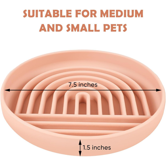 Силіконова миска для собак Slow Food, проти блювоти, не ковзає, рожева