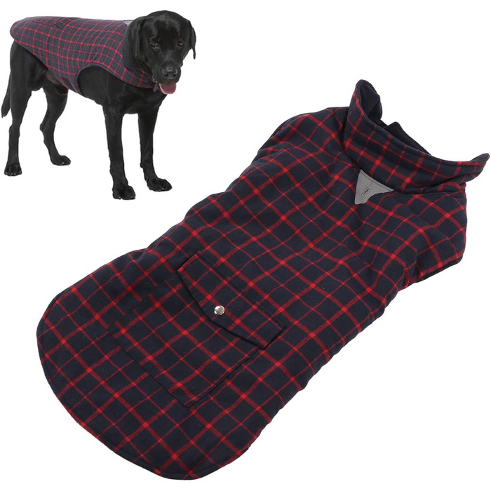 Зимова куртка для собак, теплий вітрозахист, в клітинку, для малих, середніх та великих собак, тепла флісова куртка для активностей на холодному повітрі (розмір XXL)