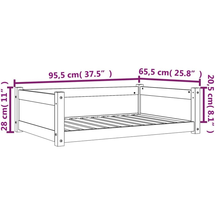 Крісло-ліжко для собак, біле, 75,5x55,5x28 см, масив дерева, сосна, корзина для собак, собаче ліжко