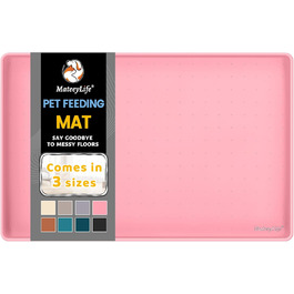 Силіконова підстилка для мисок собак і котів MateeyLife 61×40,6×1,5 см, рожева, водонепроникна, з бортиками, протиковзка, для корму та води