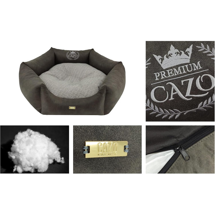 CAZO Преміум ліжко для собак та котів з пуховою наповнювачем, сіре, діаметр 70 см, розмір M, LPMG0204/A
