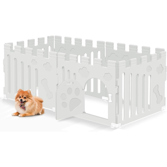 Клітка для собак, 6-панельна, для цуценят, з дверцятами, біла (156 x 78 x 60 см)