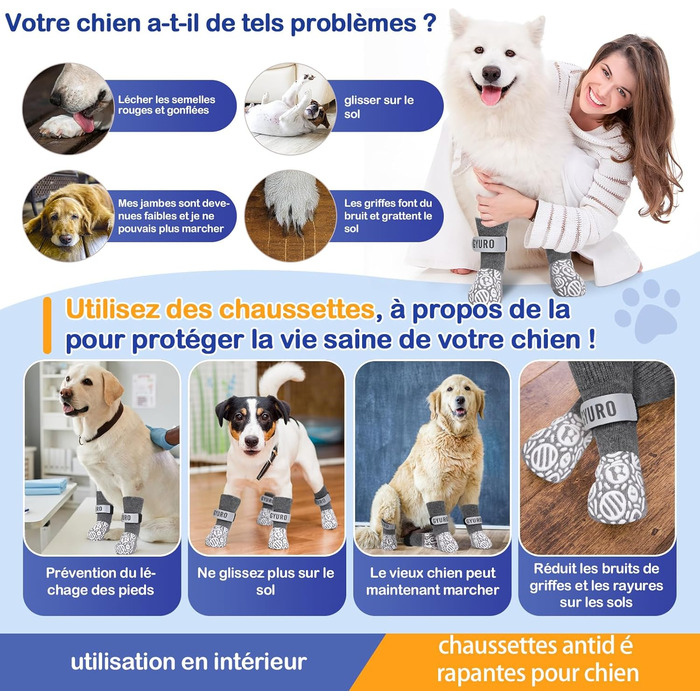 Антиковзаючі собачі шкарпетки для дому (XXL, сірий) - захист лап від слизькості та подряпин