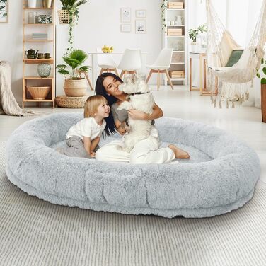 Ортопедичне ліжко для собак великих порід, Memory Foam, XL, вологостійке, знімний чохол (91,4 см), сіре