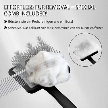 Набір щіток та гребінців Slicker для великих собак з довгою шерстю – щітка для розплутування з пінами 22 мм для Голден Ретріверів, Пуделів, Дудлів та котів – професійний догляд за шерстю з дерев'яною ручкою та шкіряним еталожем (Чорний)