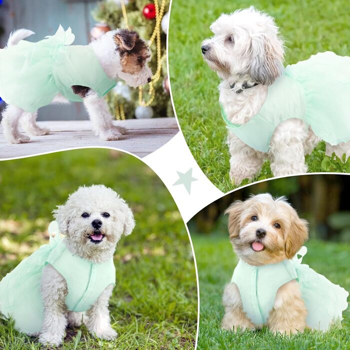 Сукня для собак на весілля: розкішний плаття для цуценят, літнє вбрання принцеси, сукня з бантиком для маленьких дівчаток (XL, Зелений)
