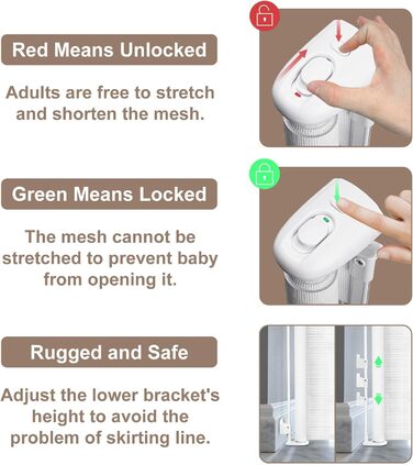 Захисний бар'єр для дитячих воріт, розтяжний 0-180 см, для дітей, котів та собак. Підходить для сходів, дверей, внутрішнього та зовнішнього використання (білий, 86x140 см)