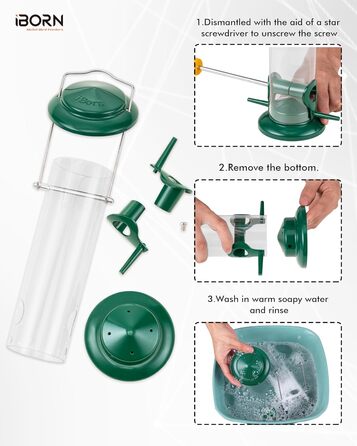 iBorn годівниця для птахів на підвіску, зелена, 2 шт. - металева, стійка до іржі, 20 см