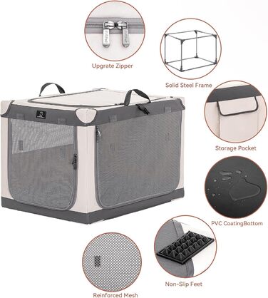 Транспортна переноска для собак великих порід, XXL, сіра. Зручна, портативна, з алюмінієвим каркасом. Ідеальна для перевезень в авто та дому.