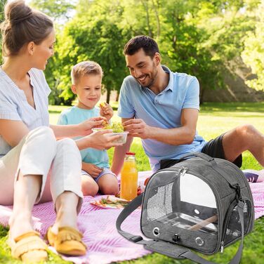 Рюкзак для птахів, переноска для птахів, транспортний контейнер для птахів. Переносний клітка для птахів, сумка-переноска з дерев'яною жердкою, нержавіюча таця для папуг, щуряків, хвилястих понічок.