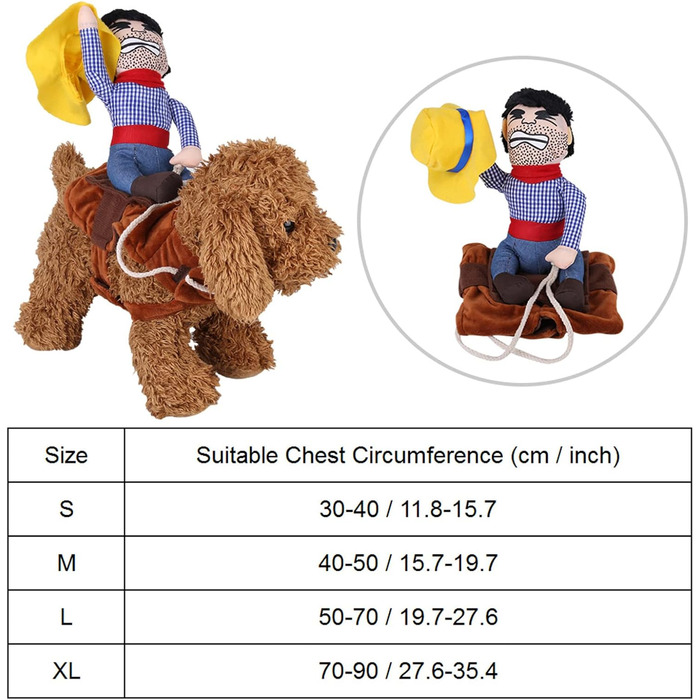 Костюм для собак Filfeel: Веселий костюм на Хелловін, ковбойська куртка для собак маленьких, середніх та великих розмірів (L, XL, для їзди)