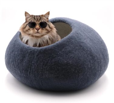 Кігтеточка-будиночок для котів Miauff® з фетру, ручної роботи, Ø 42 см x 28 см (азур блакитний)