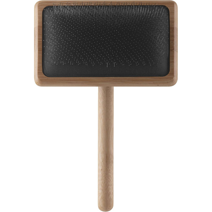 Щітка для грумінгу Mikki 6280033 з бамбука з кулькоподібними кінчиками для середньої/довгої/кучерявої шерсті собак та котів, велика, L, 99 г, коричнева