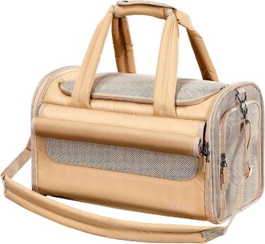 Транспортна переноска для котів та собак 4Pet, Khaki: міцна, з сіткою, для подорожей літаком та автомобілем