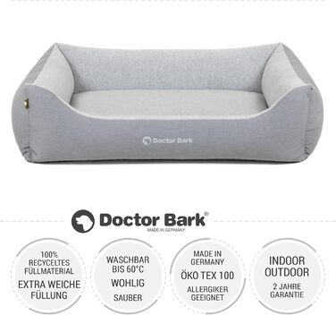 Ліжко для собак середніх порід Doctor Bark GreenLabel - м'яке та зручне, 97x75 см, сірий