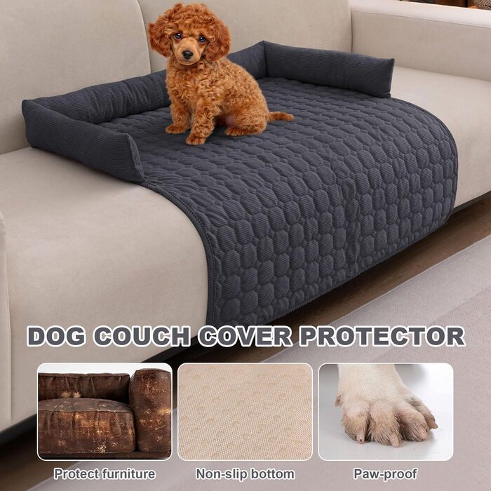 Захисний чохол для дивана LiveGo для домашніх тварин, м'який, антиковзаючий, 90x90x12 см, темно-сірий
