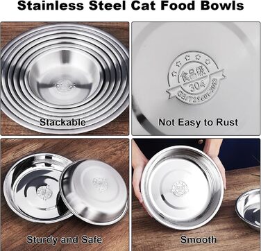 Набір з 2 мисок для котів та собак з нержавіючої сталі, 14 см - миски для корму та води