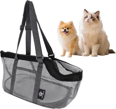 Транспортна сумка для котів та собак, з дихаючого матеріалу, складана, з плечовим ременем, велика місткість