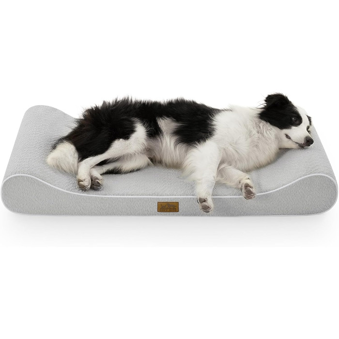 Ортопедичне собаче ліжко для великих собак, 114x76x15 см, знімний чохол, підвищений борт. Водонепроникна, антиковзаюча, стійка до деформації собача лежанка у формі човна, сірого кольору, L (114x76x15 см)