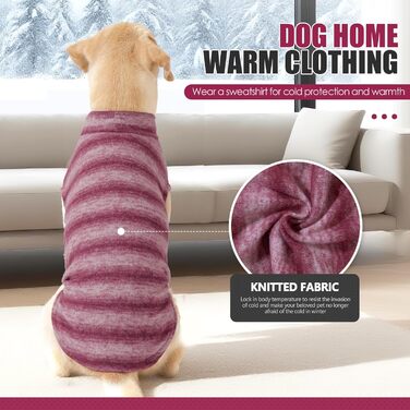 Тепла зимова жилетка для великих собак, флісова жилетка, тепла на осінь та зиму, жилетка-сорочка, розмір M, червоні смуги. Еластична, для дому та відпочинку.