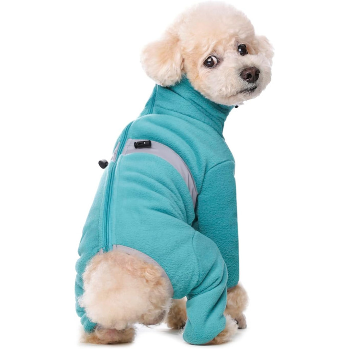Теплий флісовий одяг для собак, зимовий, з довгим рукавом, для чотирилапих, регульований, для собак маленьких та середніх розмірів, розмір XS (Синій)